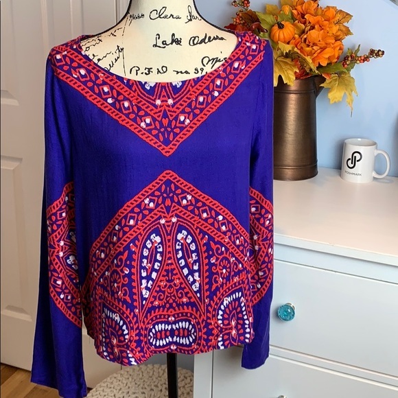 Ella Moss Moroccan Print Top Size Small - Picture 3 of 7